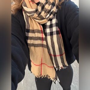 Burberry Classic Check Scarf in Beige, Black, and Red